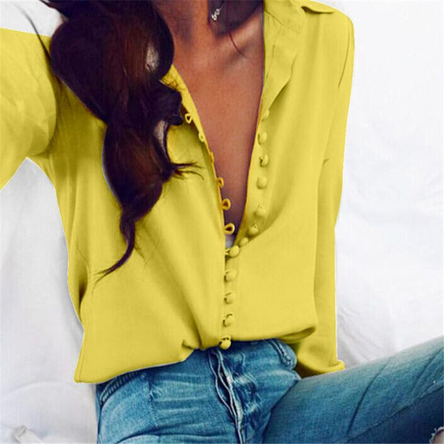 Solid Women's Shirt - Office Fashion Spring Dress
