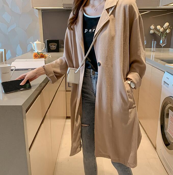 Women's Mid-Length Slim Lapel Trench Coat Jacket