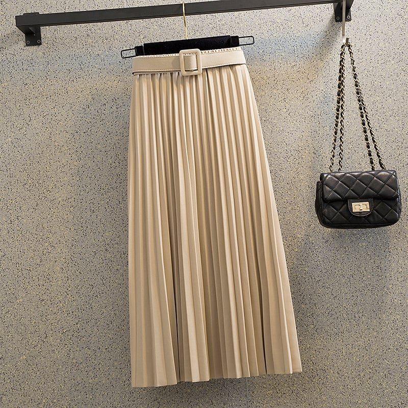 Mid-length A-line Mori Girl Pleated High Waist Skirt