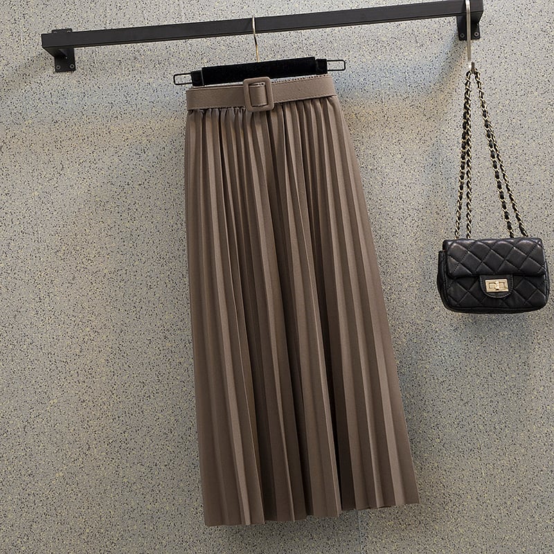 Mid-length A-line Mori Girl Pleated High Waist Skirt