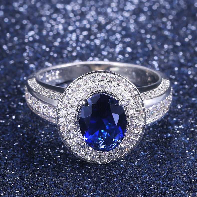 Classic Inlaid Four-Claw Sapphire Ring