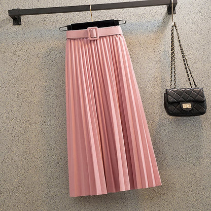 Mid-length A-line Mori Girl Pleated High Waist Skirt