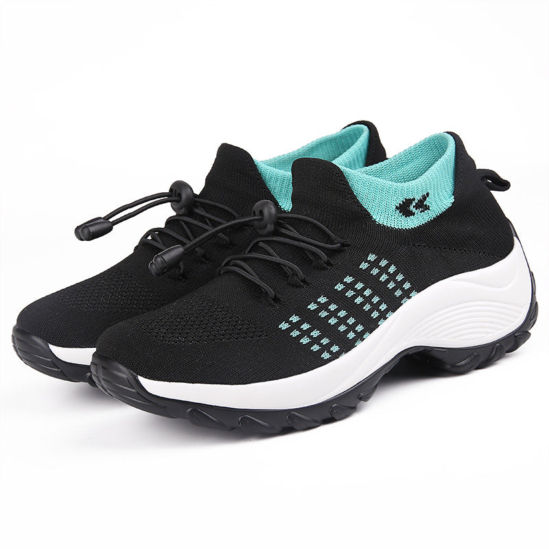 Breathable Women's Sports Shoes - Thick Bottom Design