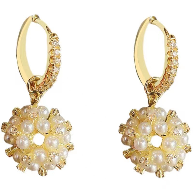 Women's Rice Bead Fireworks Ball Pendant Earrings