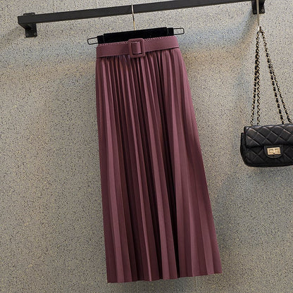 Mid-length A-line Mori Girl Pleated High Waist Skirt