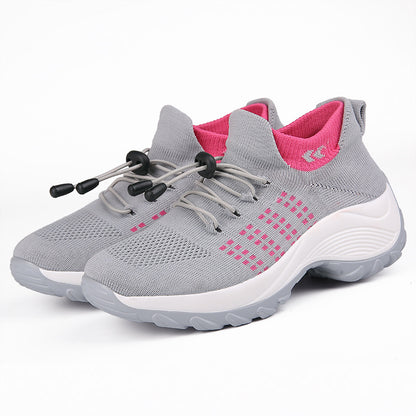 Breathable Women's Sports Shoes - Thick Bottom Design