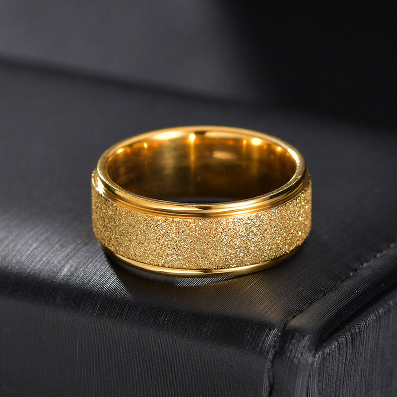 Simple Stainless Steel Ring with Round Zircon Ornament
