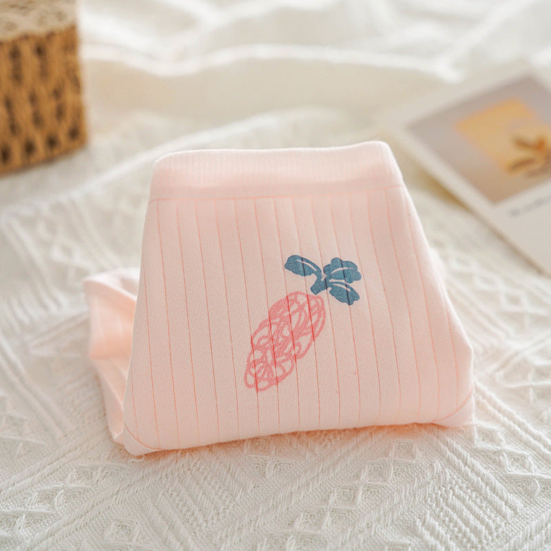 Cute Pink Cotton Drawstring Panties with Cat Paw Design