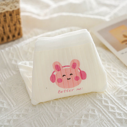 Cute Pink Cotton Drawstring Panties with Cat Paw Design