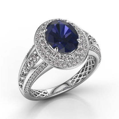 Classic Inlaid Four-Claw Sapphire Ring