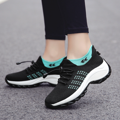 Breathable Women's Sports Shoes - Thick Bottom Design