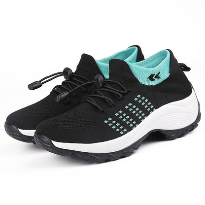 Breathable Women's Sports Shoes - Thick Bottom Design