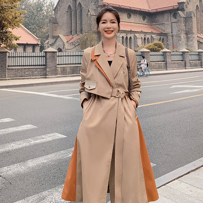 Women's Casual Fashion Coat with Patchwork Design