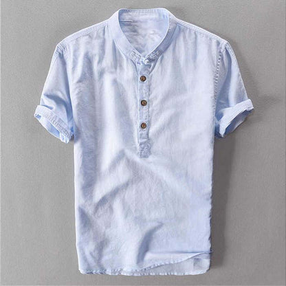 2020 New Men's Short Sleeve Stand Collar Shirt