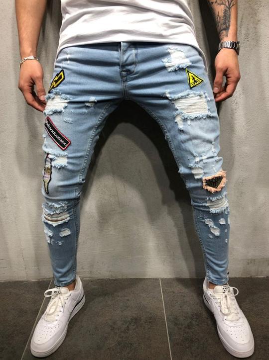 Embroidered Ripped Slim Fit Jeans for Women