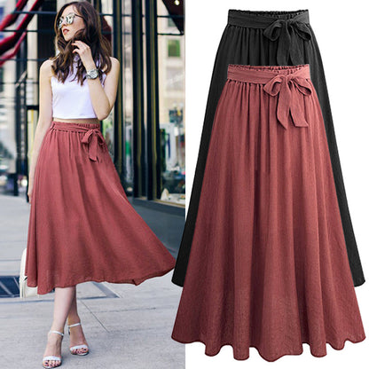 Plus Size Summer Women's Ruffle Hem Midi Skirt