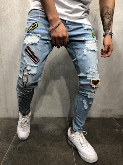 Embroidered Ripped Slim Fit Jeans for Women