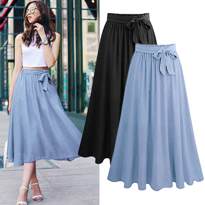 Plus Size Summer Women's Ruffle Hem Midi Skirt