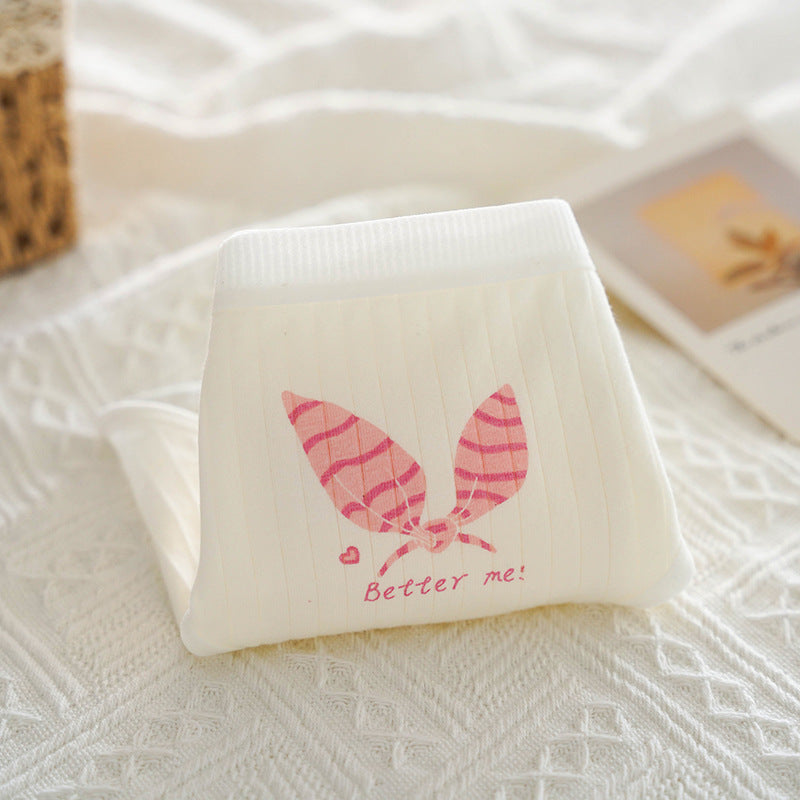 Cute Pink Cotton Drawstring Panties with Cat Paw Design