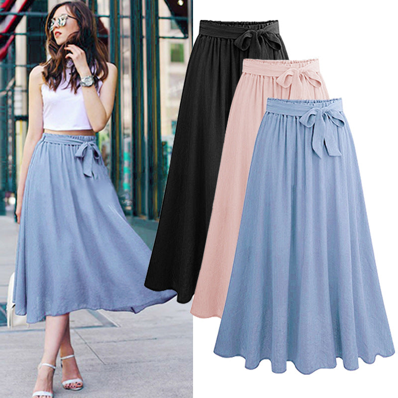 Plus Size Summer Women's Ruffle Hem Midi Skirt