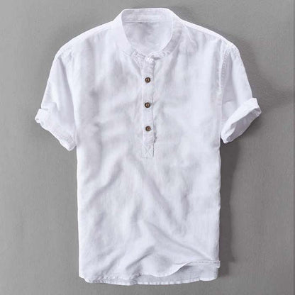 2020 New Men's Short Sleeve Stand Collar Shirt