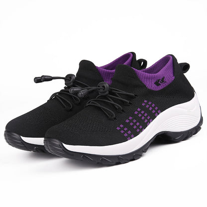 Breathable Women's Sports Shoes - Thick Bottom Design