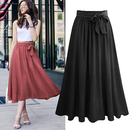 Plus Size Summer Women's Ruffle Hem Midi Skirt