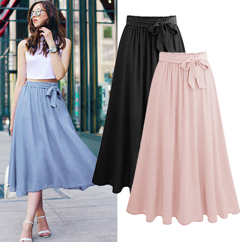 Plus Size Summer Women's Ruffle Hem Midi Skirt
