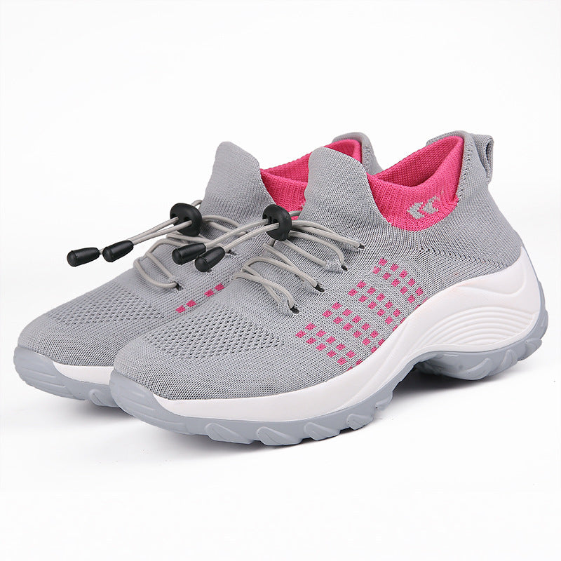 Breathable Women's Sports Shoes - Thick Bottom Design